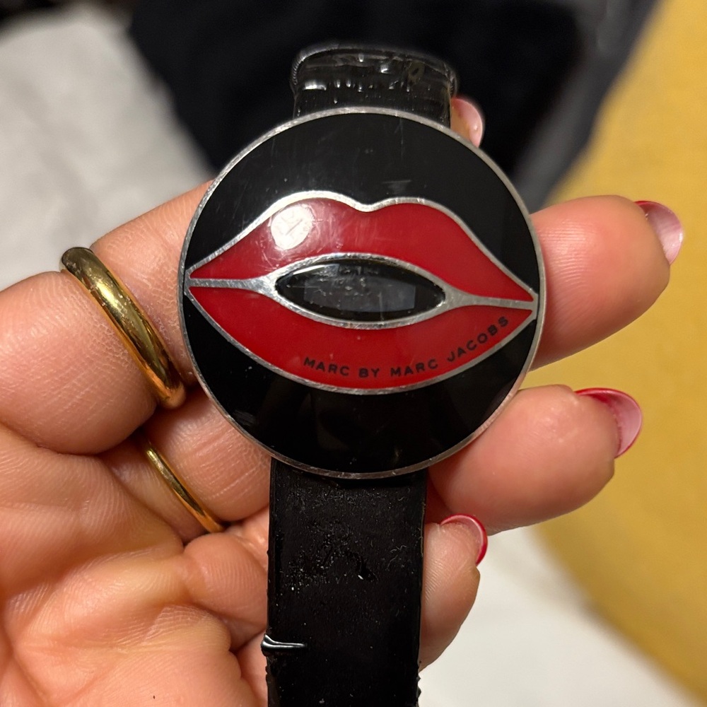 Marc by Marc Jacobs Black and Red Lip Motif Digital Watch